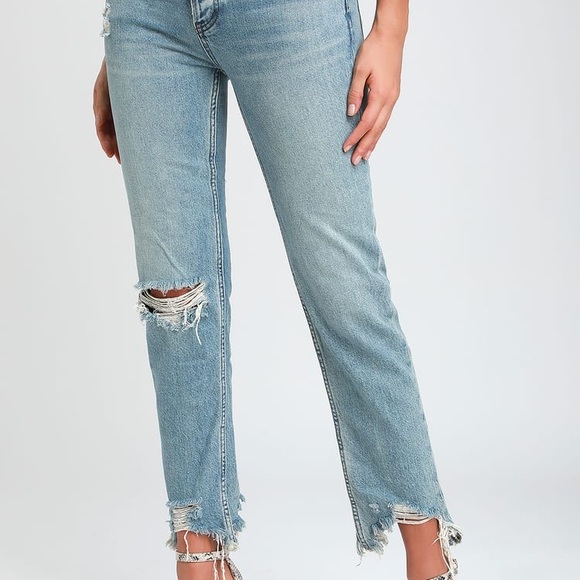 Free People Chewed Up Straight Leg Jeans - Picture 4 of 7